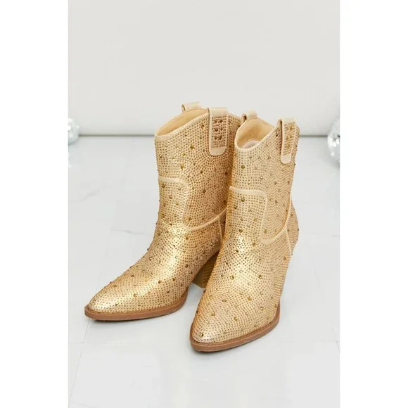 Forever Link Glitter Pointed Toe Booties in Gold - Picture 5 of 7